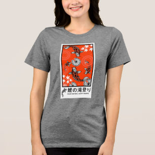 Tranquil Japanese Koi Carp Art Tri-Blend Shirt