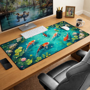 Tranquil Koi Pond Zen Garden Desk Mat