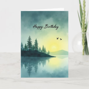 Tranquil Lake Birthday Card