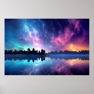 Tranquil Lake Nature World Fantastic Landscape Art Poster