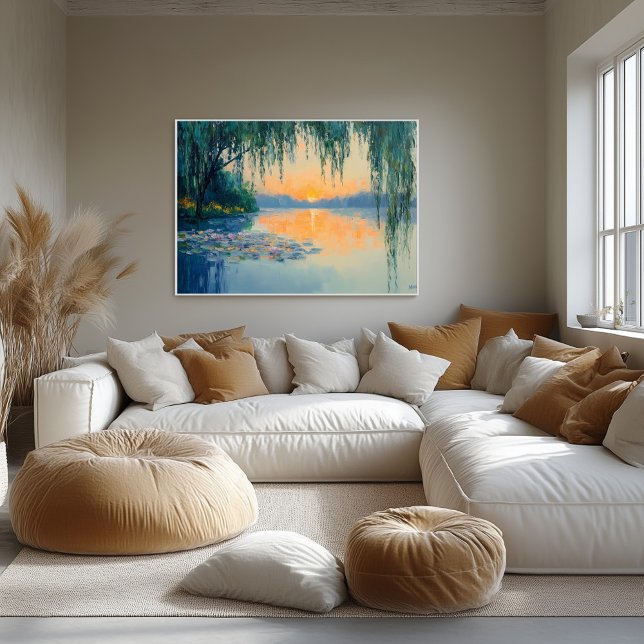 Tranquil Lake Sunset Impressionist Wall Art (Creator Uploaded)