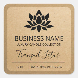 Tranquil Lotus Kraft Paper Soy Candle Labels