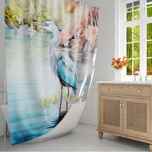 Tranquil Majesty: Blue Heron Haven Shower Curtain (Creator Uploaded)