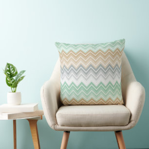 Tranquil Mint Chevron Zigzag Pattern Cushion