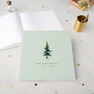 Tranquil Mint Minimalist Evergreen Tree Guest Book