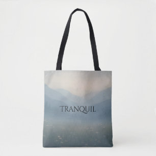 Tranquil - Misty Mountain Scene Tote Bag