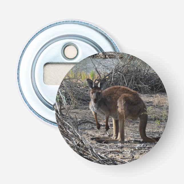 Tranquil Moment: Australian Kangaroo at Billabong Bottle Opener (Front)