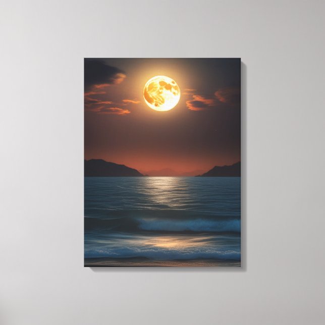 Tranquil Moonlight Ocean Canvas Print (Front)
