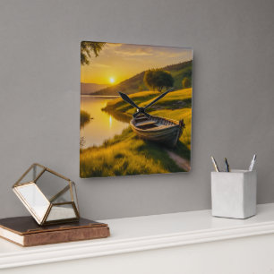 Tranquil Morning Sunrise  Square Wall Clock
