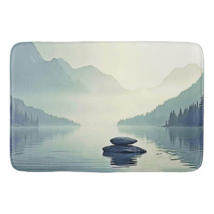 Tranquil Mountain Lake Serenity Bath Mat