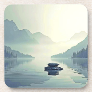 Tranquil Mountain Lake Serenity Coaster