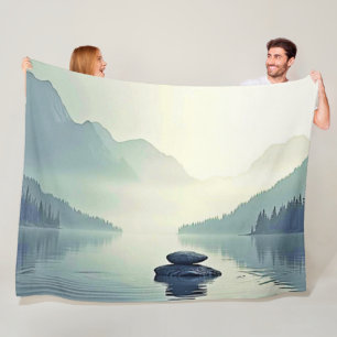 Tranquil Mountain Lake Serenity Fleece Blanket