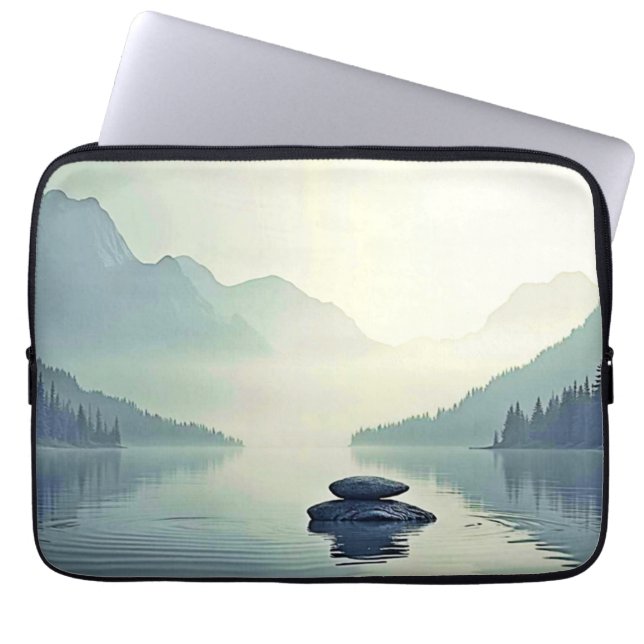 Tranquil Mountain Lake Serenity Laptop Sleeve (Front)