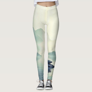 Tranquil Mountain Lake Serenity Leggings