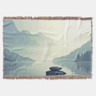Tranquil Mountain Lake Serenity Throw Blanket