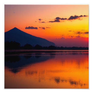 Tranquil Mountain Lake Sunset Photo Print