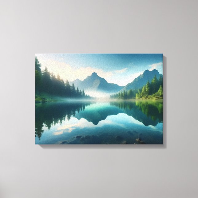 Tranquil Mountain Landscape Canvas Print (Front)