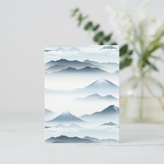 Tranquil Mountains Snow Blue White Scene Postcard (Standing Front)