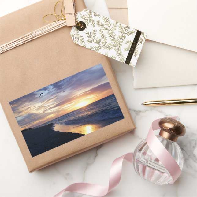 Tranquil Ocean Sunrise Rectangular Sticker (Gifting)