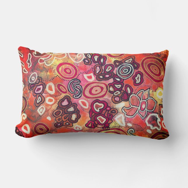 Tranquil Oval Corals Original Abstract Artwork Lumbar Cushion (Front)