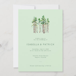 Tranquil Pastel Green Pine Trees Invitation