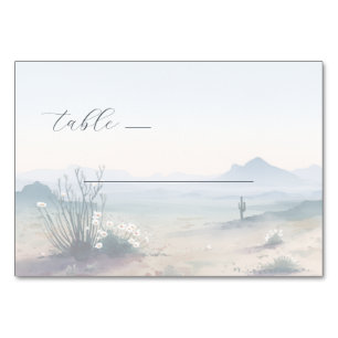Tranquil Pastel Watercolor Desert Landscape Table Number