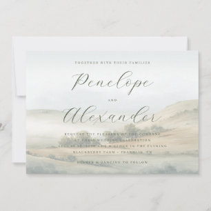 Tranquil Pastel Watercolor Landscape Invitation