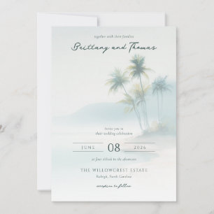 Tranquil Pastel Watercolor Palm Trees Invitation