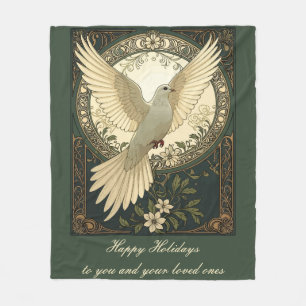 Tranquil Peace Dove And Nature Illustration Fleece Blanket