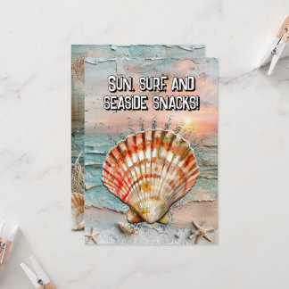 Tranquil Peach and Orange Seashell Watercolor Invitation