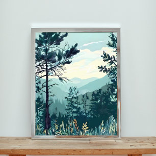 Tranquil Peaks: A Serene Mountain Landscape Photo Print