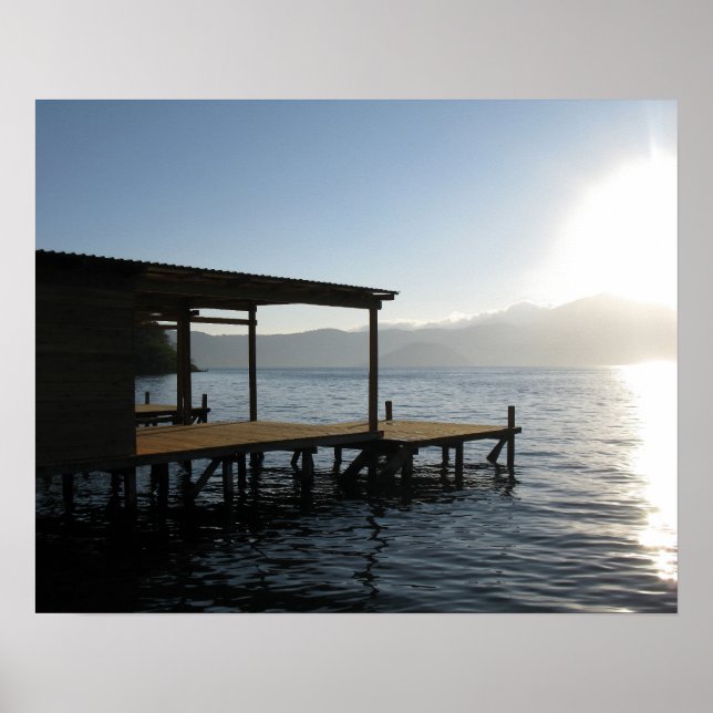 Tranquil Pier at Sunset Poster (Front)