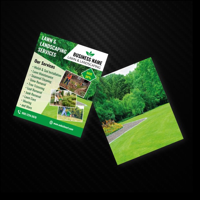 Tranquil & Professional Lawn & Landscaping Leaflet Flyer (Creator Uploaded)
