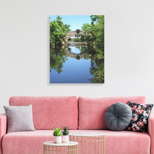 Tranquil Reflection Bridge New Orleans Yacht Club Canvas Print (Insitu(LivingRoom))