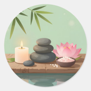 Tranquil Reflection – Zen Landscape Classic Round  Sticker