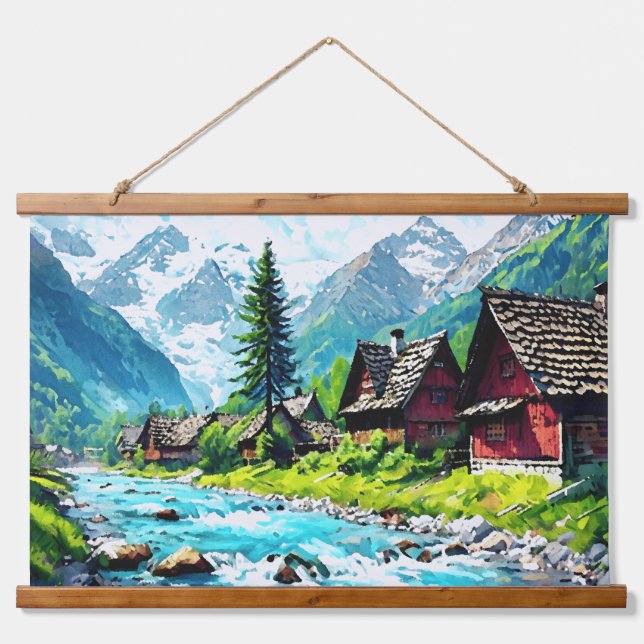 Tranquil Reflections: Nature's Symphony Hanging Tapestry (Front)