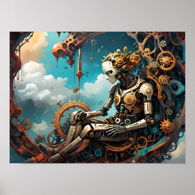 Tranquil Reflections, Surreal Human Figure Poster (Front)