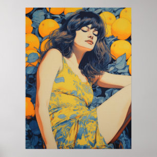 Tranquil Reflections: The Woman and the Oranges Poster