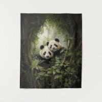 Tranquil Retreat: Panda in Tree Acrylic Oil 