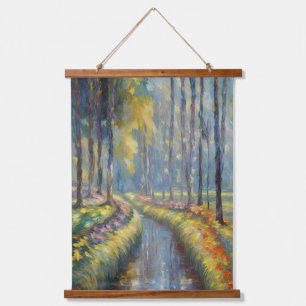 Tranquil River Path Impressionist Landscape Art Hanging Tapestry