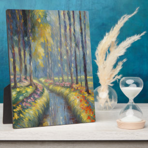 Tranquil River Path Impressionist Landscape Art Plaque