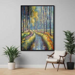 Tranquil River Path Impressionist Landscape Art Poster