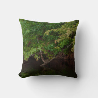 Tranquil Riverside Tree Scene Cushion
