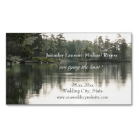tranquil rustic lake evergreens reflection wedding