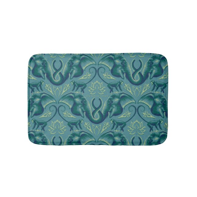 Tranquil Safari Tapestry Pattern - The White Lotus Bath Mat (Front)