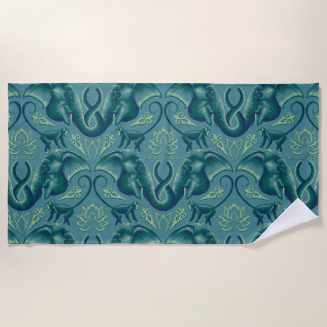 Tranquil Safari Tapestry Pattern - The White Lotus Beach Towel (Front)