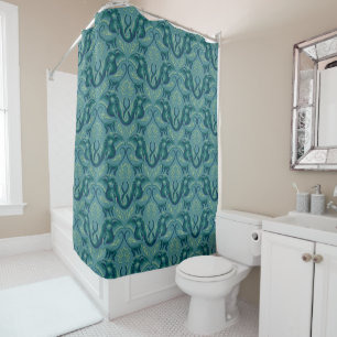 Tranquil Safari Tapestry Pattern - The White Lotus Shower Curtain