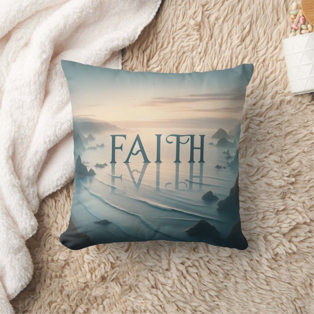 Tranquil Seascape Faith  Cushion (Blanket)