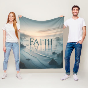 Tranquil Seascape Faith Fleece Blanket