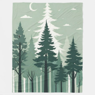Tranquil Silhouette Forest Fleece Blanket